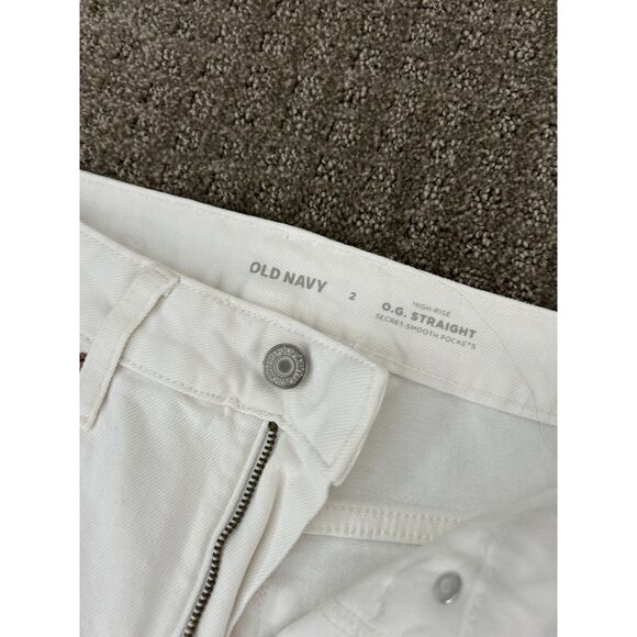 NEW WITH TAGS OLD NAVY High-Waisted O.G. Straight White Jeans Size 2R - Picture 6 of 10